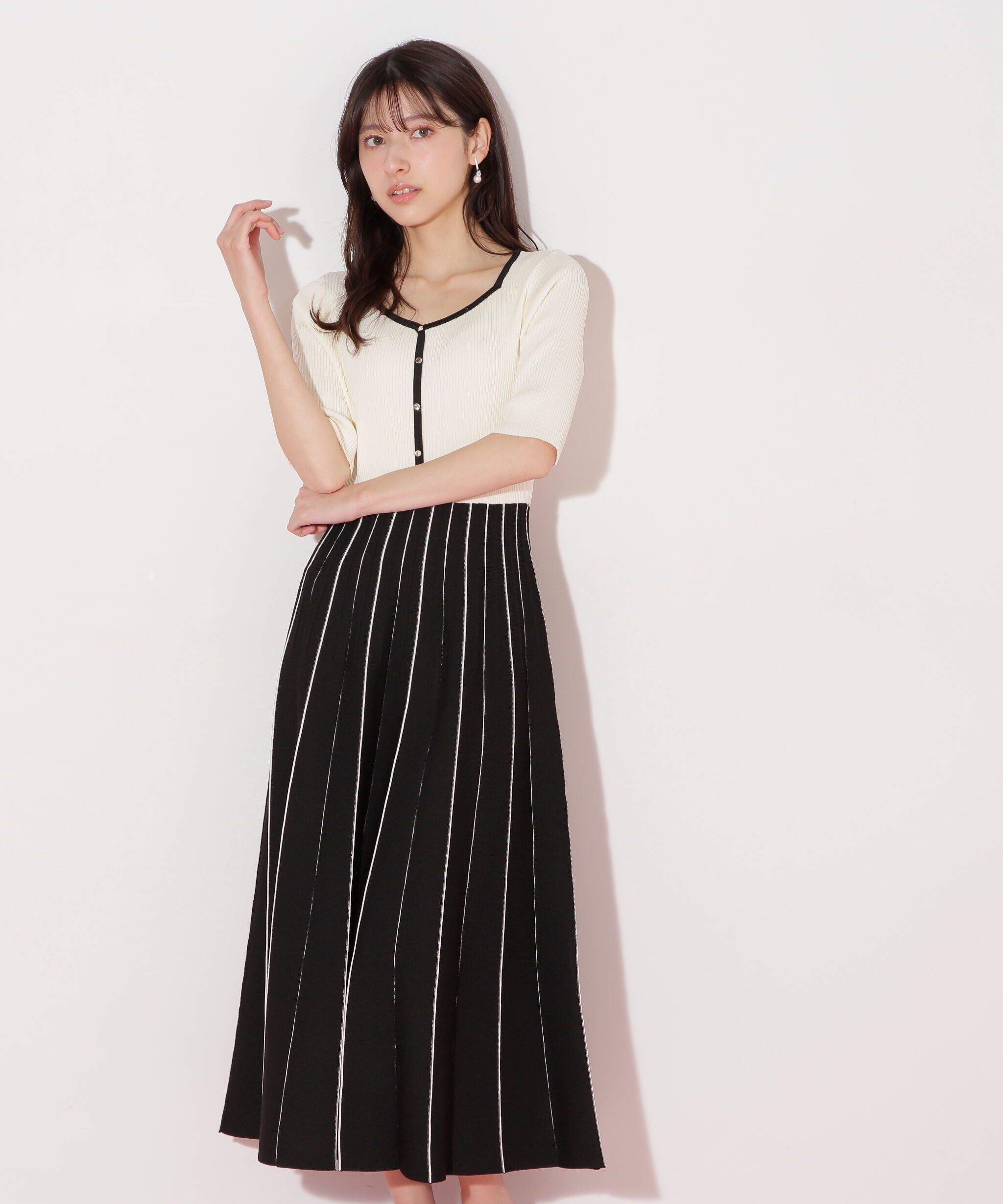  「プリーツニットワンピース」|ワンピース|