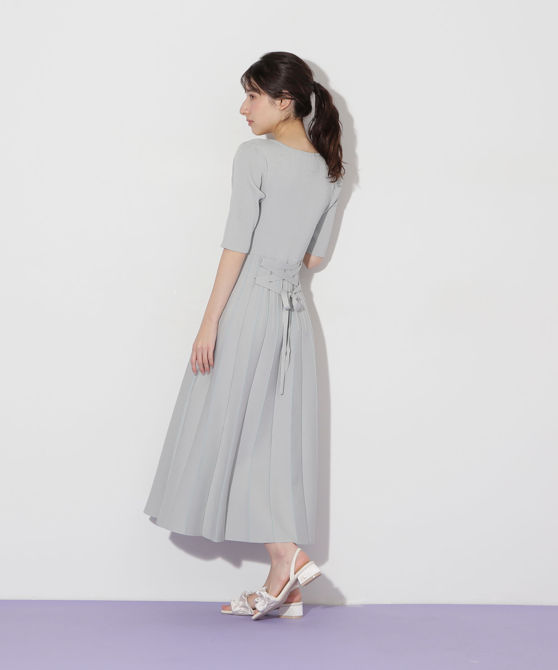  「プリーツニットワンピース」|ワンピース|