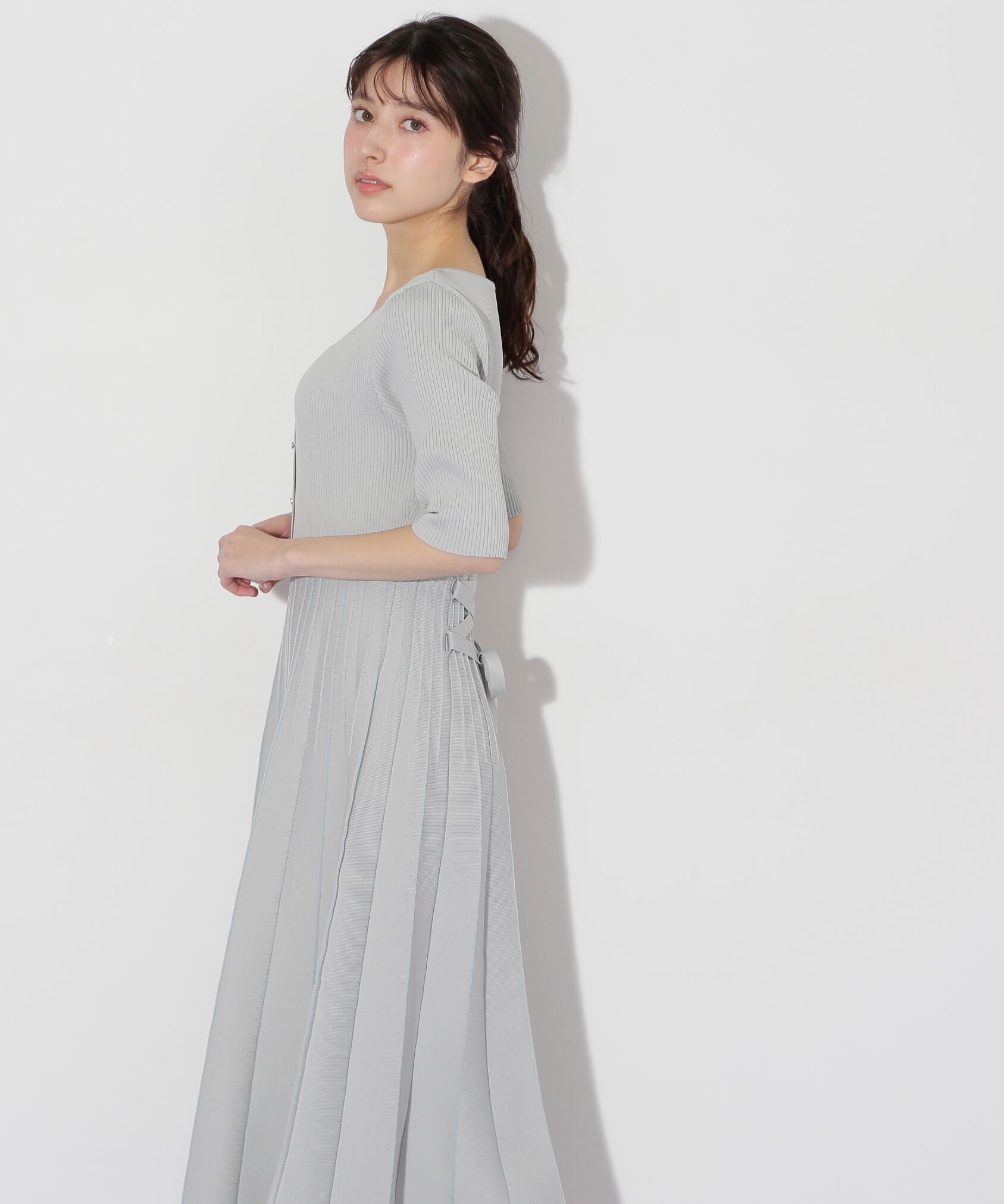  「プリーツニットワンピース」|ワンピース|