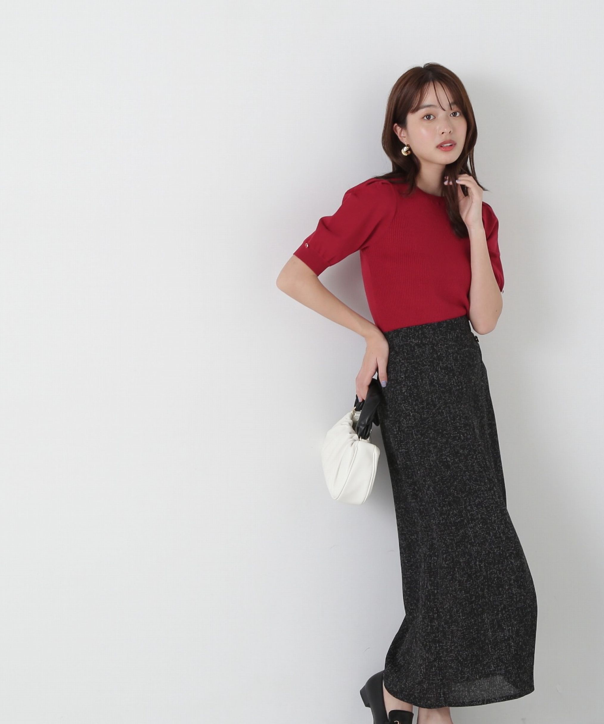 PROPORTION BODY DRESSING「スプリングツイードアシメナロースカート」|スカート|