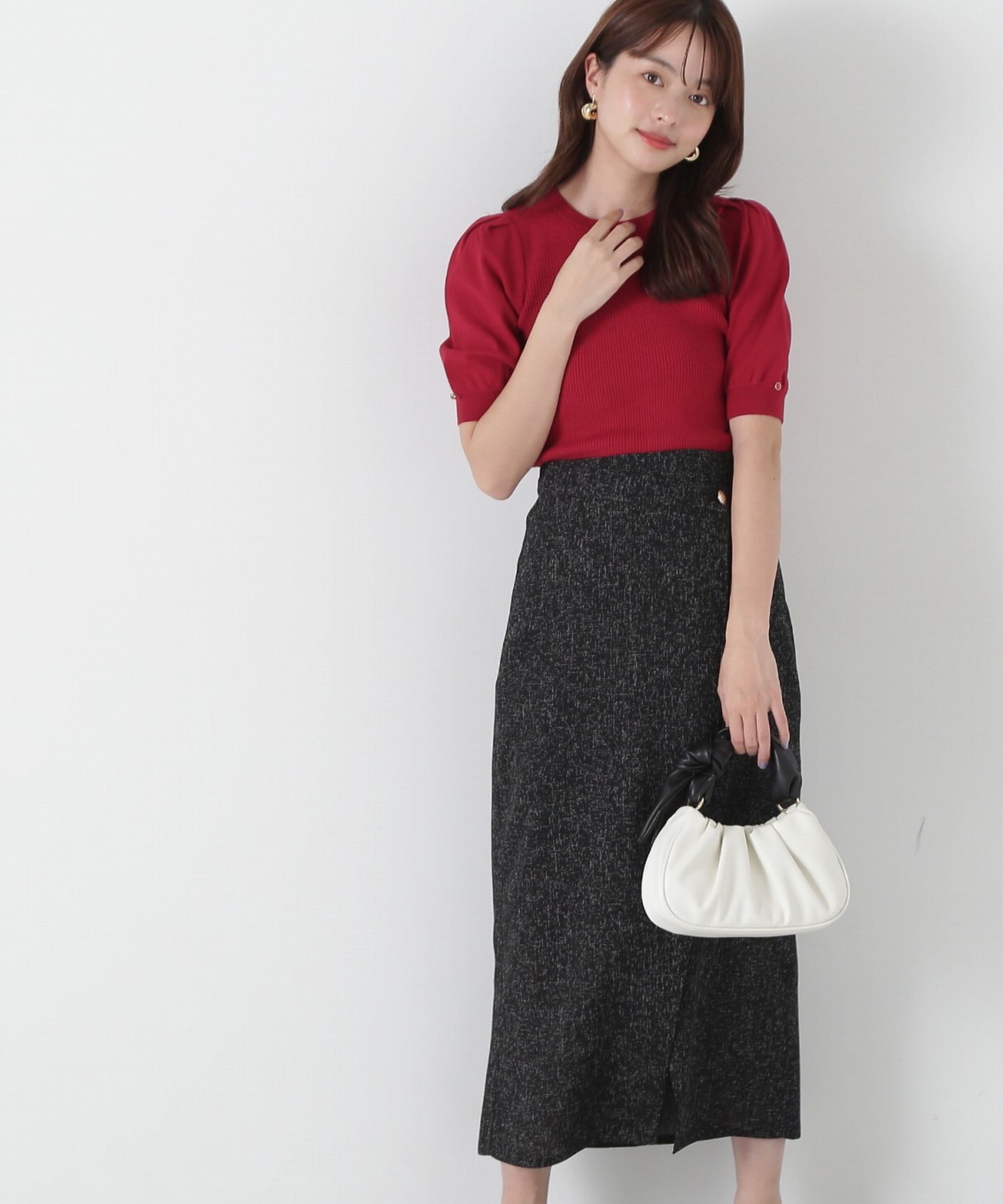 PROPORTION BODY DRESSING「スプリングツイードアシメナロースカート」|スカート|