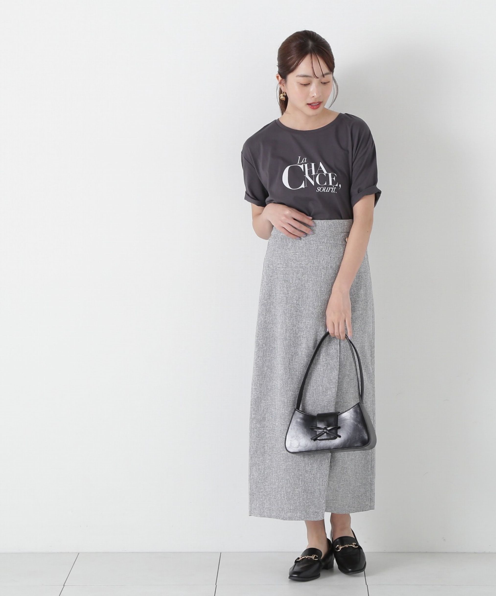 PROPORTION BODY DRESSING「スプリングツイードアシメナロースカート」|スカート|