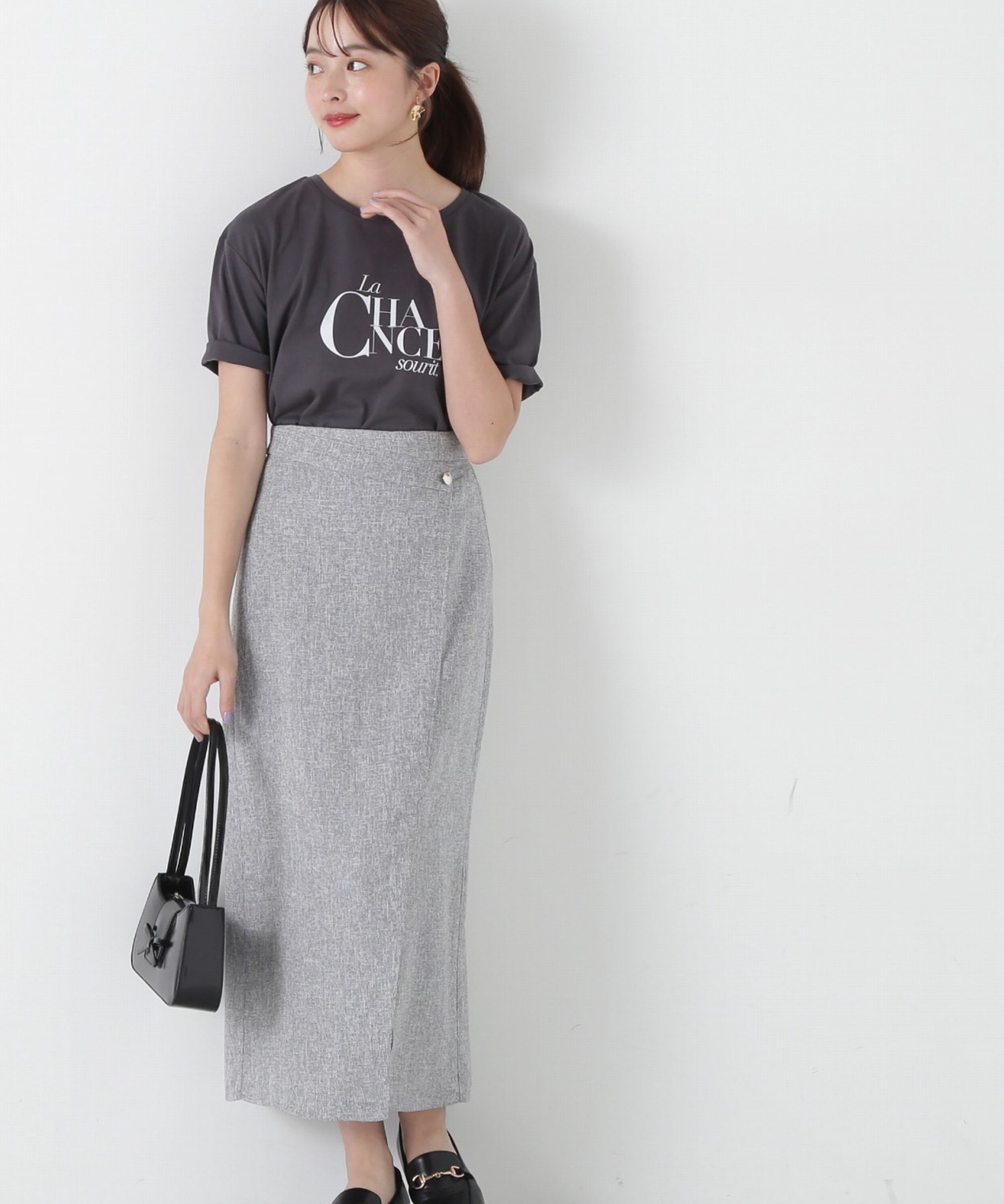 PROPORTION BODY DRESSING「スプリングツイードアシメナロースカート」|スカート|