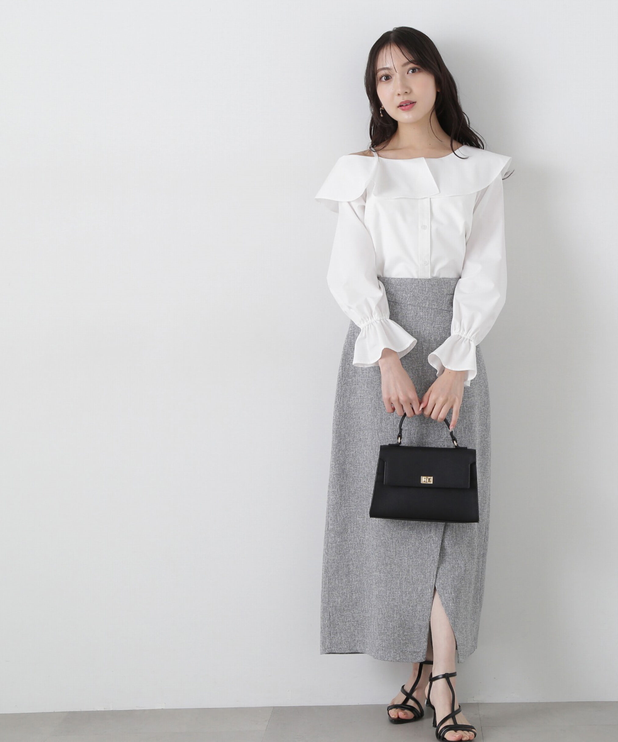 PROPORTION BODY DRESSING「スプリングツイードアシメナロースカート」|スカート|