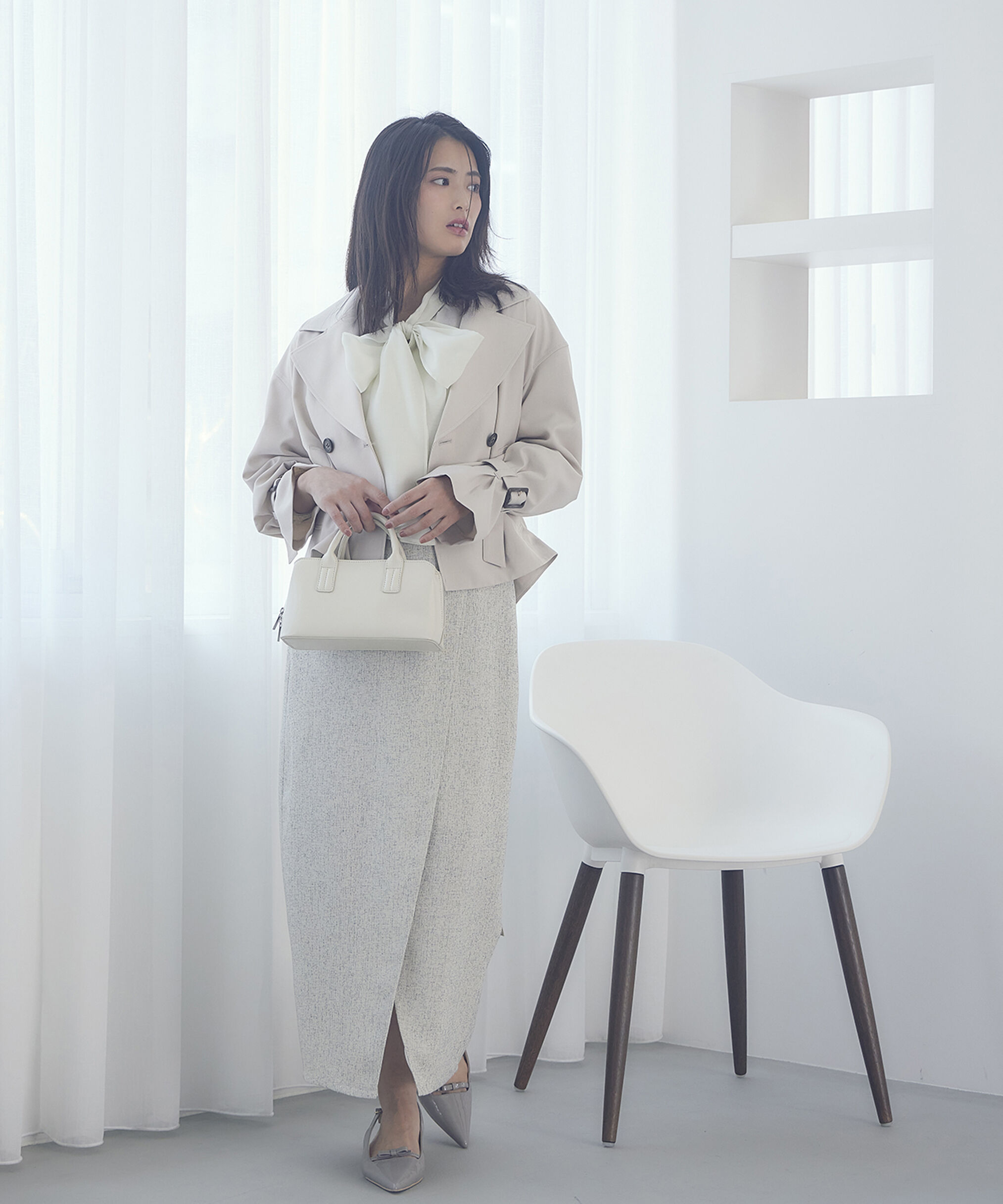 PROPORTION BODY DRESSING「スプリングツイードアシメナロースカート」|スカート|