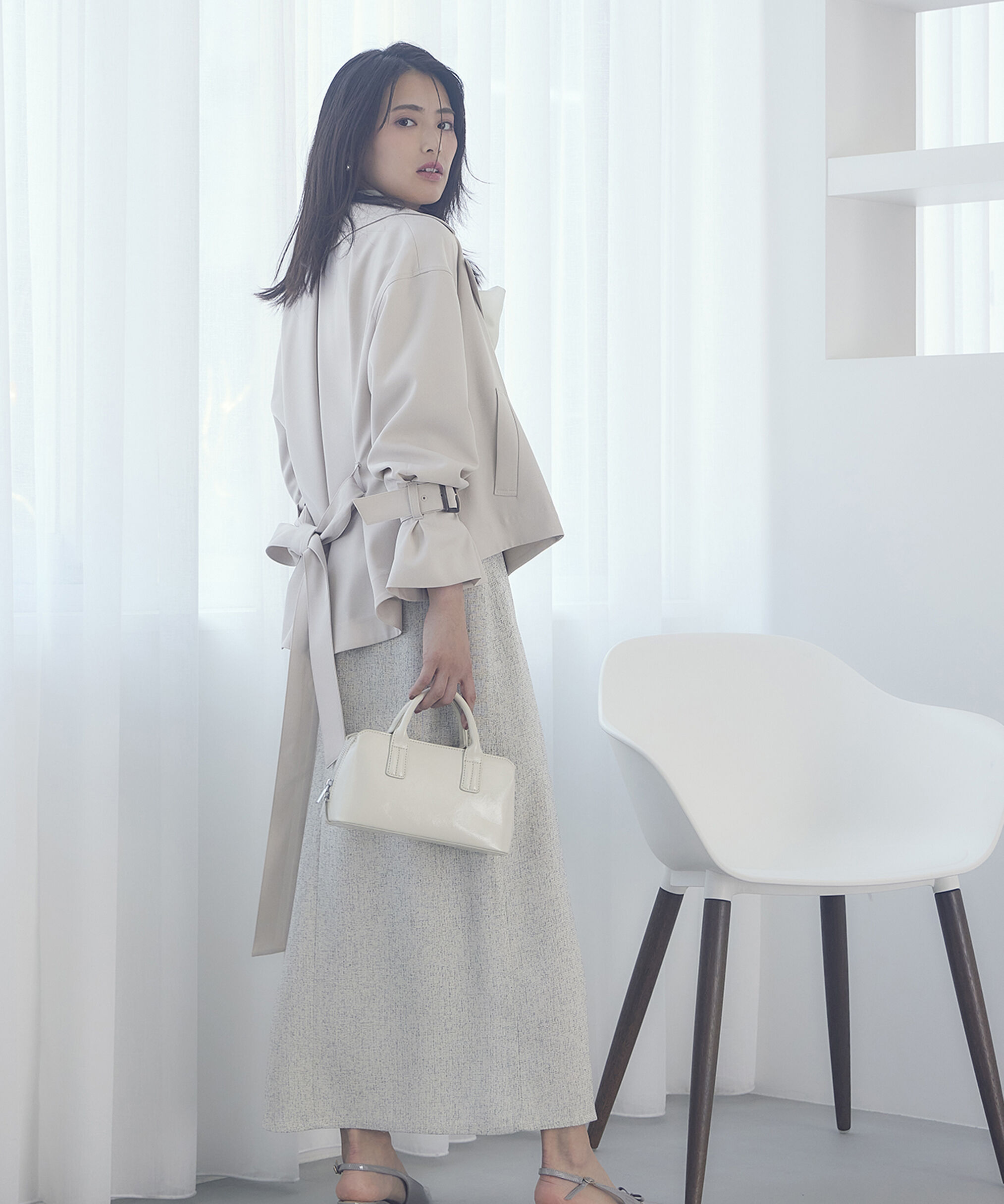 PROPORTION BODY DRESSING「スプリングツイードアシメナロースカート」|スカート|