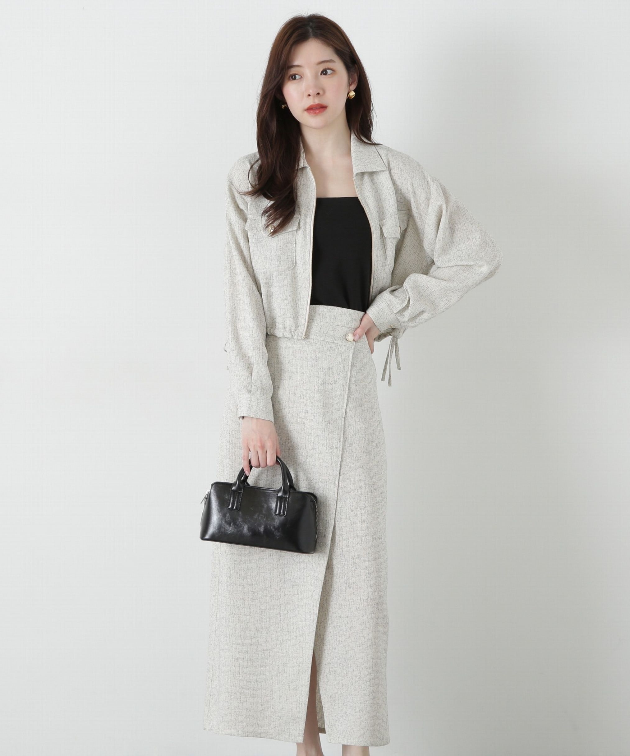 PROPORTION BODY DRESSING「スプリングツイードアシメナロースカート」|スカート|