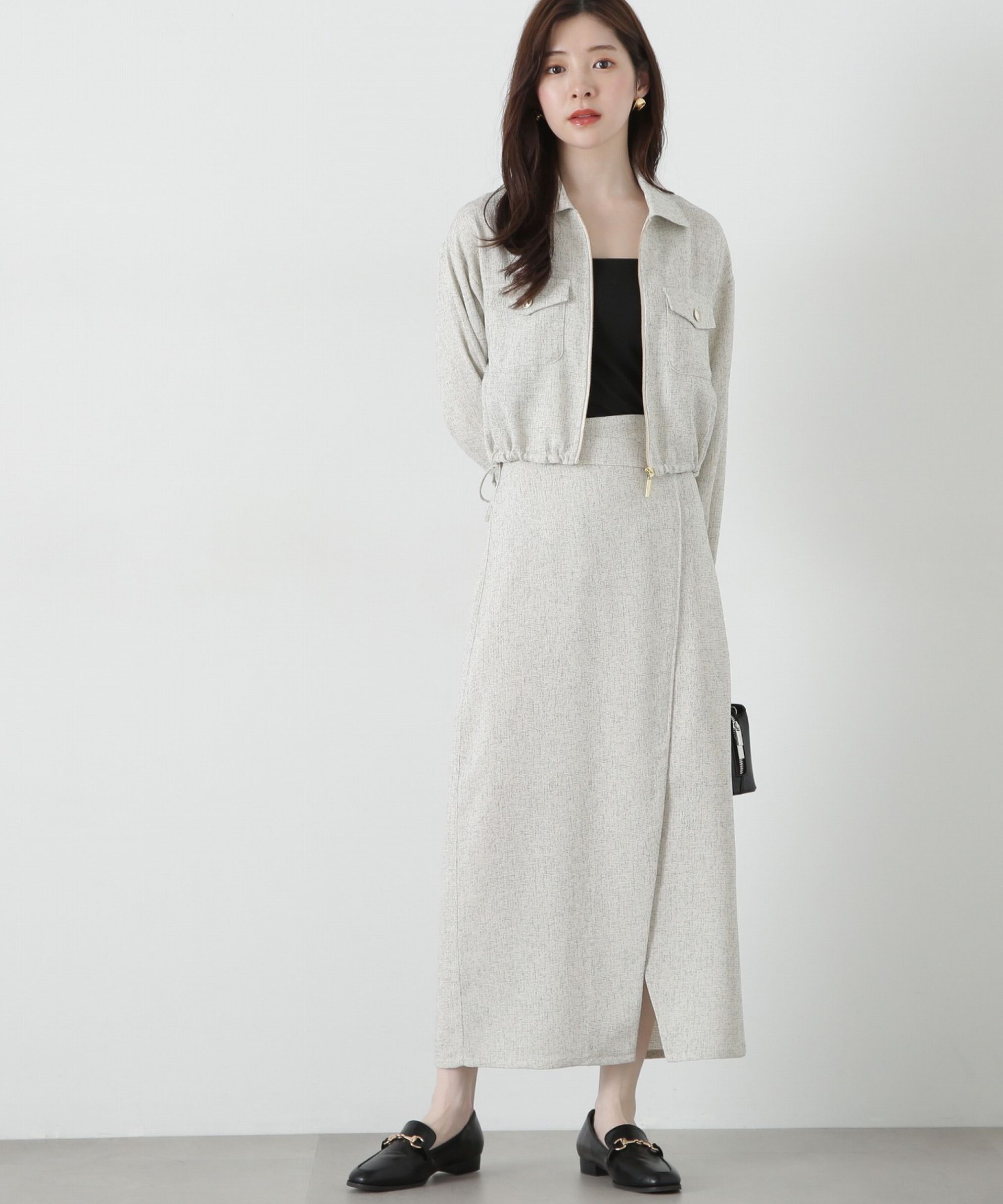 PROPORTION BODY DRESSING「スプリングツイードアシメナロースカート」|スカート|