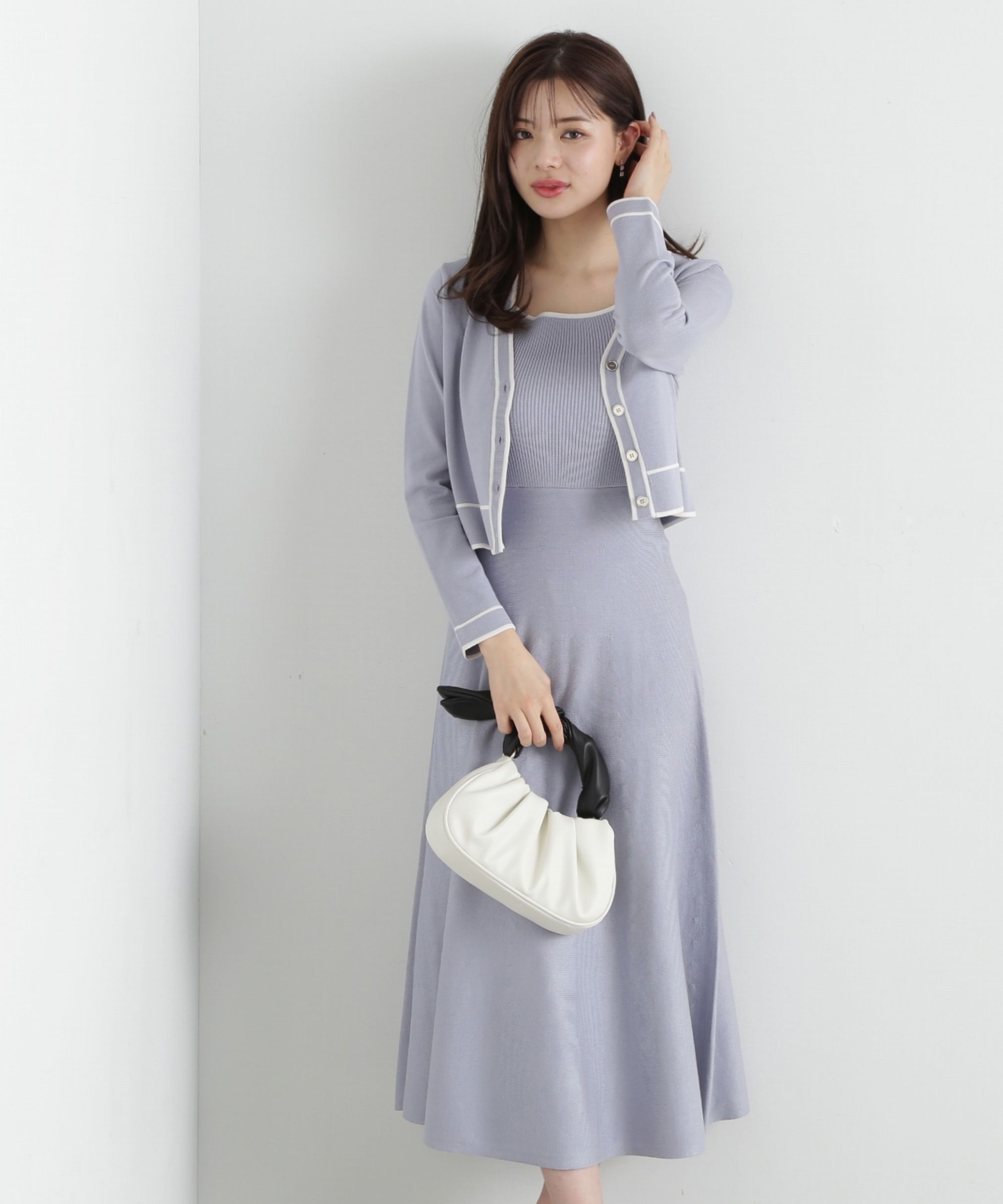 PROPORTION BODY DRESSING「バイカラーアンサンブルニットワンピース」|ワンピース|ブルー&times;ホワイ