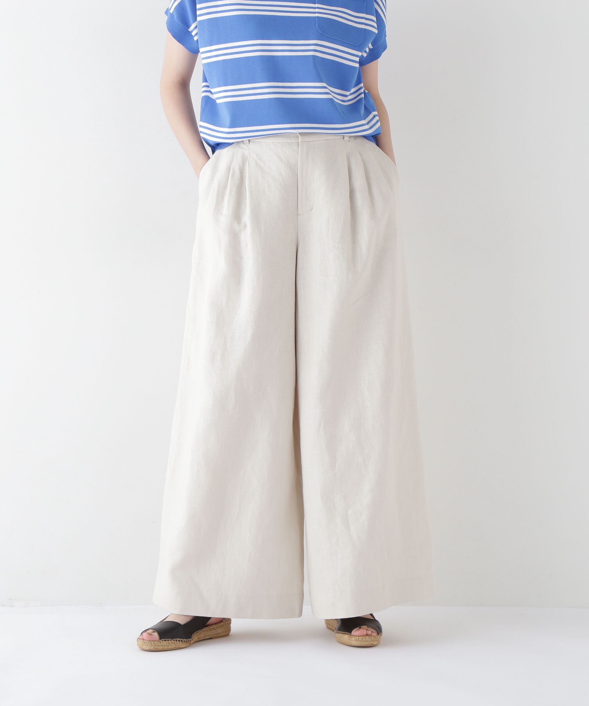  「◆リネンタック入りバギーパンツ」|その他|エクリュ1