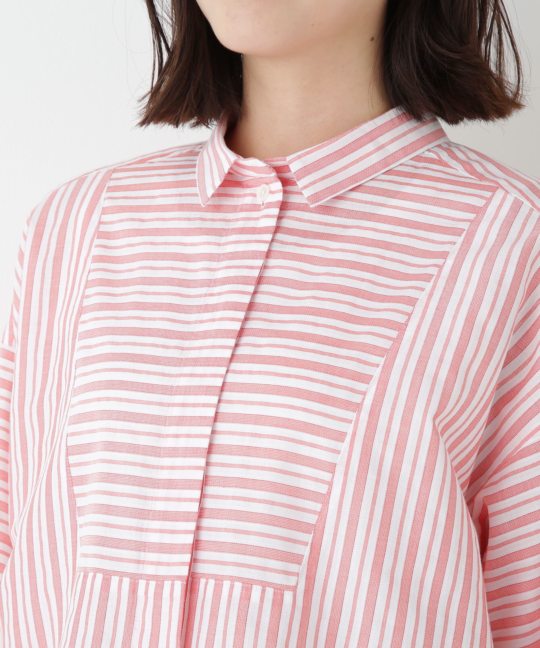  「◆コットンストライプボックスシャツ」|シャツ・ブラウス|