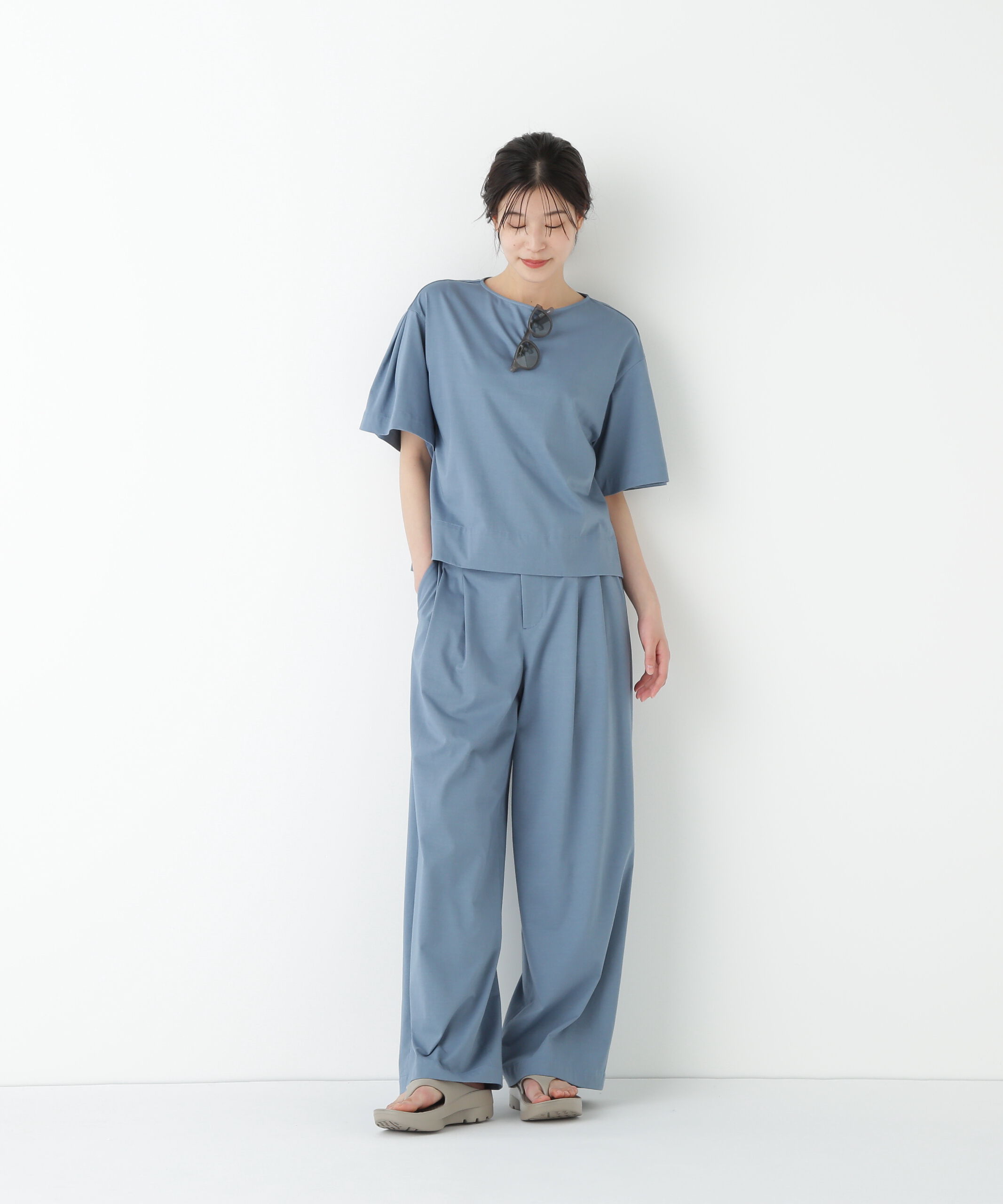  「◆プレーティング天竺タックセミワイドパンツ」|その他|