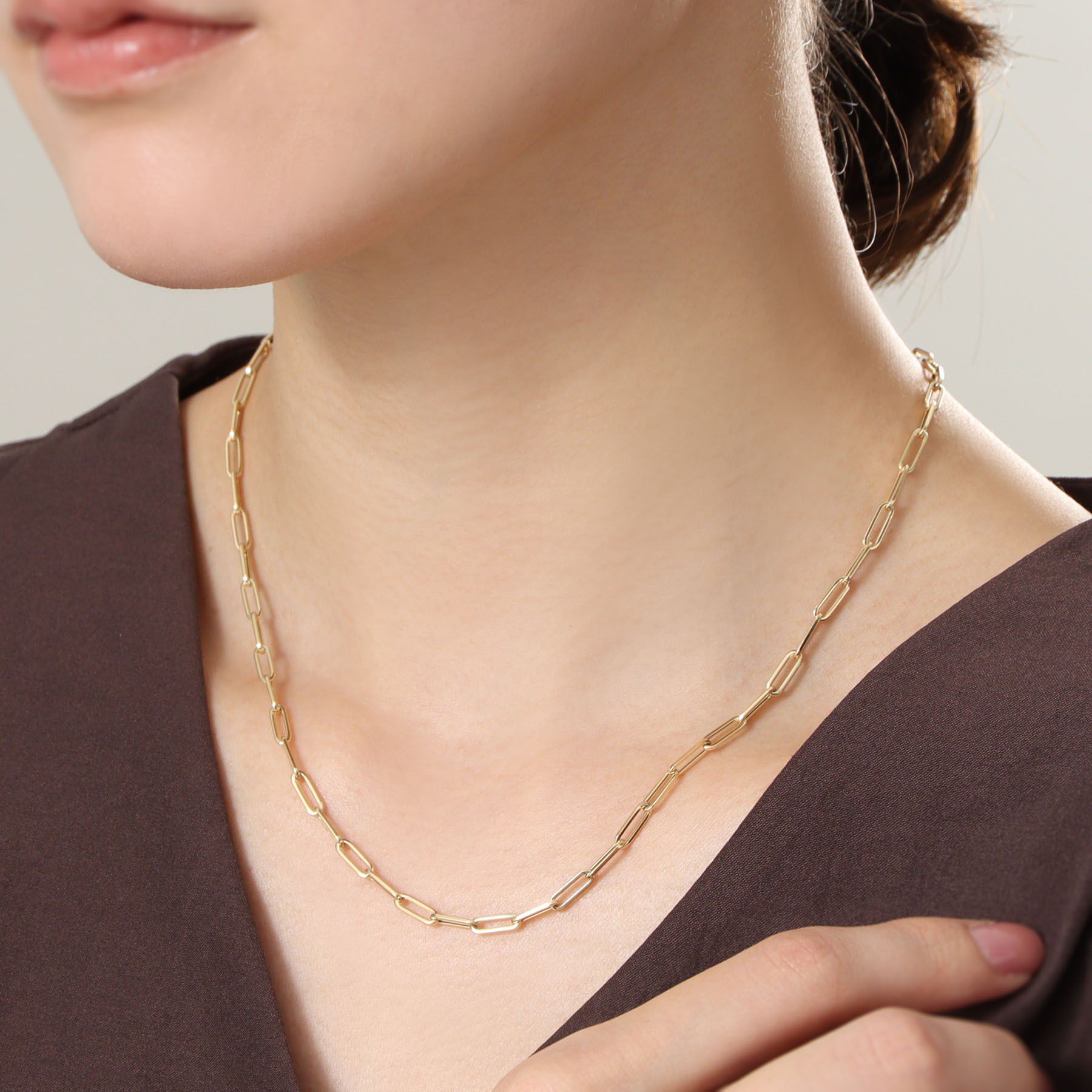 COCOSHNIK「K18中空イタリアングメット ネックレスS」|ネックレス|