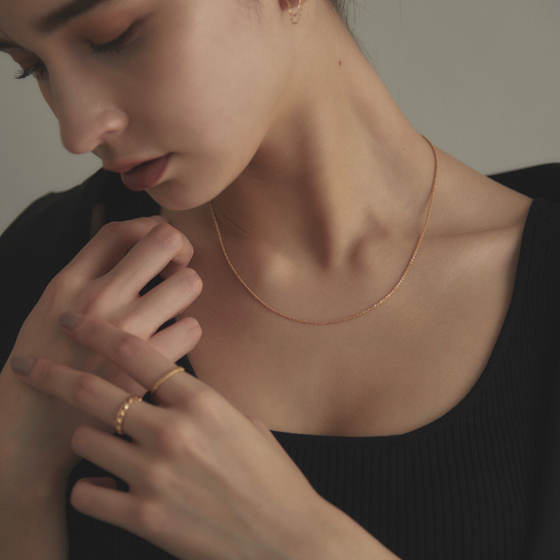 COCOSHNIK「K18クリスクロスチェーン ネックレス」|ネックレス|