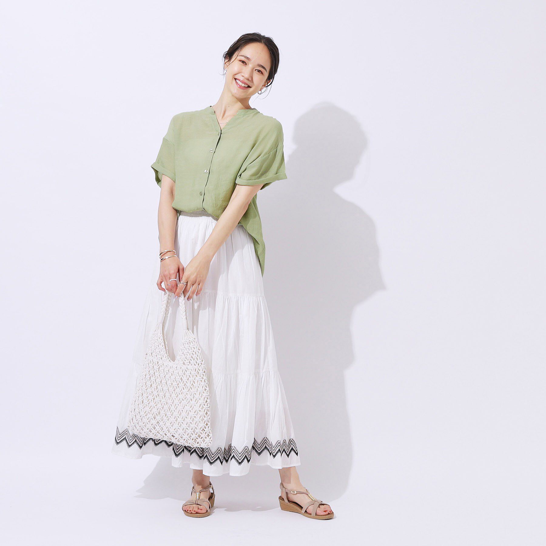 SHOO･LA･RUE「程よいルーズ感が大人見え シアースラブ前開きシャツ」|シャツ・ブラウス|