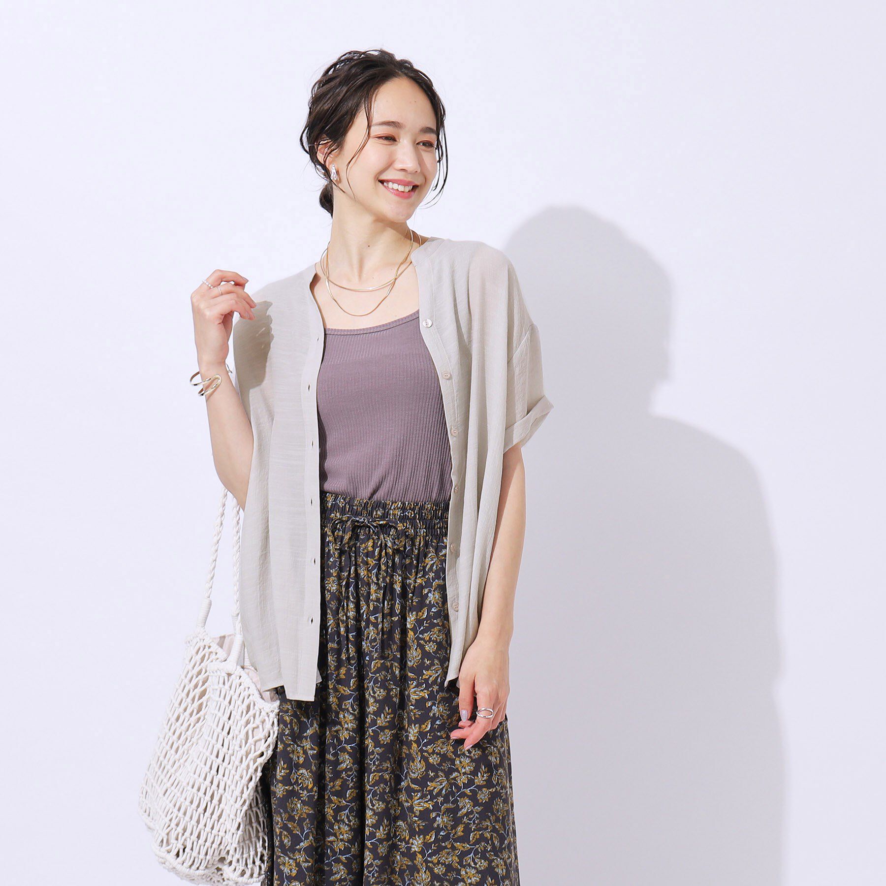 SHOO･LA･RUE「程よいルーズ感が大人見え シアースラブ前開きシャツ」|シャツ・ブラウス|