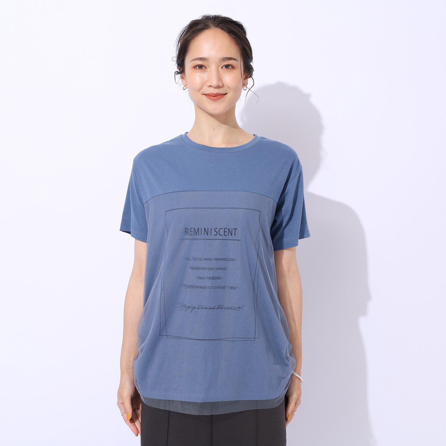 SHOO･LA･RUE「【洗える】インしない派さんの 重ねチュールプリントTシャツ」|Tシャツ・カットソー|