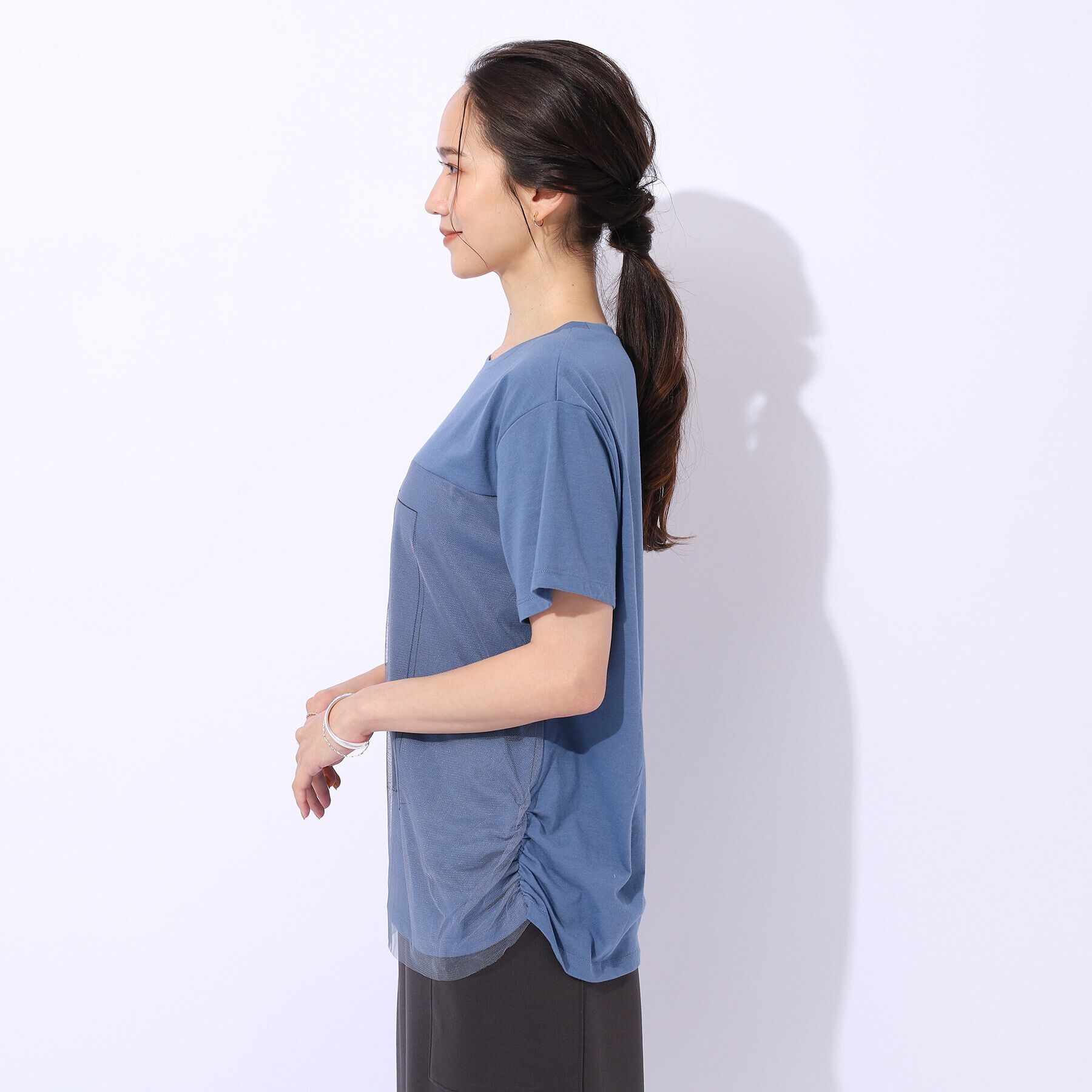 SHOO･LA･RUE「【洗える】インしない派さんの 重ねチュールプリントTシャツ」|Tシャツ・カットソー|