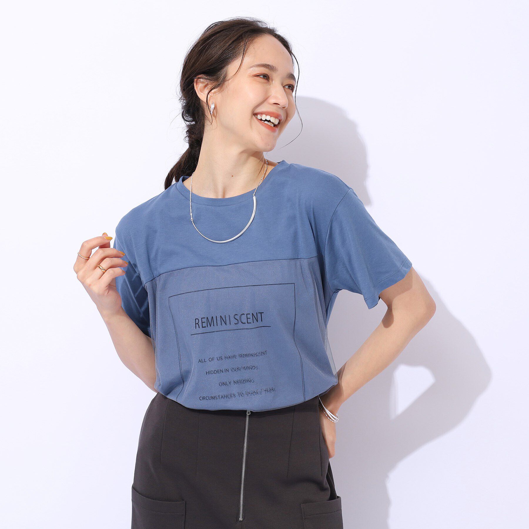 SHOO･LA･RUE「【洗える】インしない派さんの 重ねチュールプリントTシャツ」|Tシャツ・カットソー|