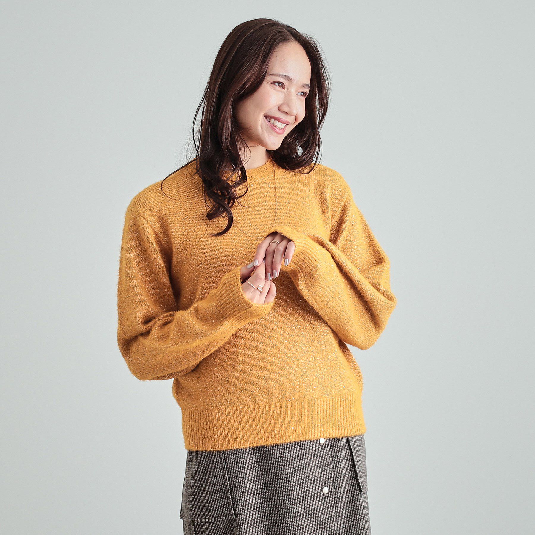 SHOO･LA･RUE「【高レビュー/S-LL】上品にキラリと華やぐ スパンコール フェザーニット」|ニット・セーター|