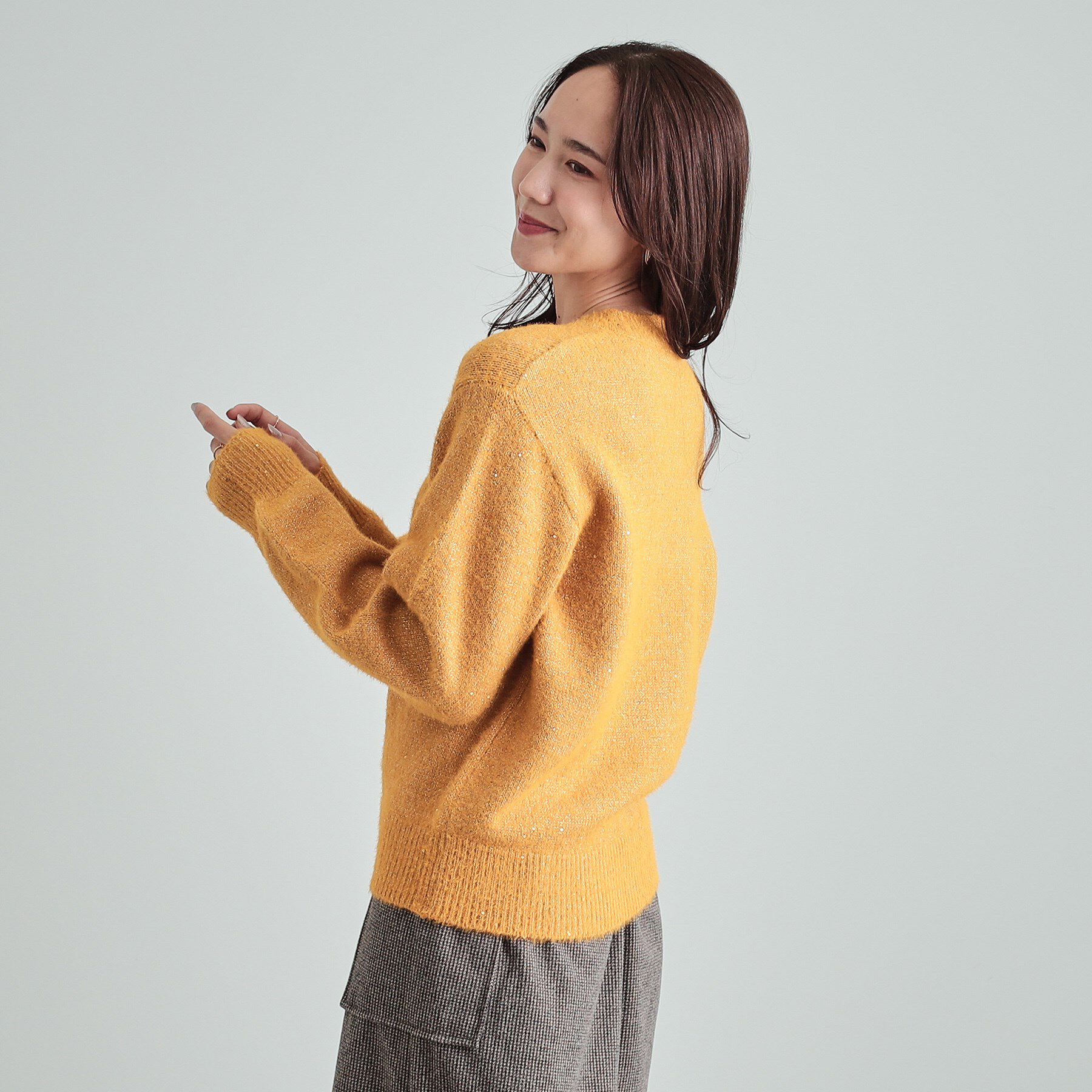 SHOO･LA･RUE「【高レビュー/S-LL】上品にキラリと華やぐ スパンコール フェザーニット」|ニット・セーター|