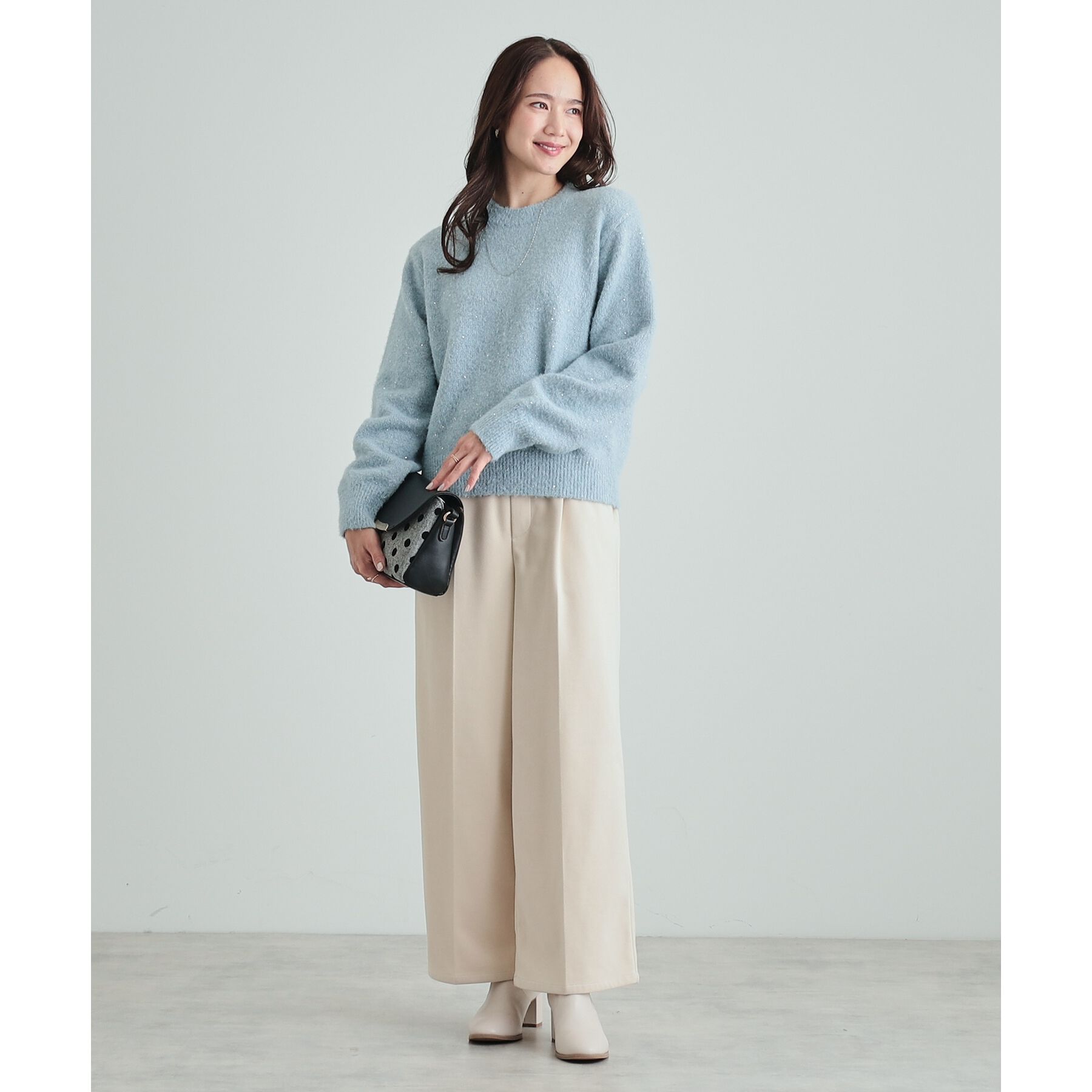 SHOO･LA･RUE「【高レビュー/S-LL】上品にキラリと華やぐ スパンコール フェザーニット」|ニット・セーター|