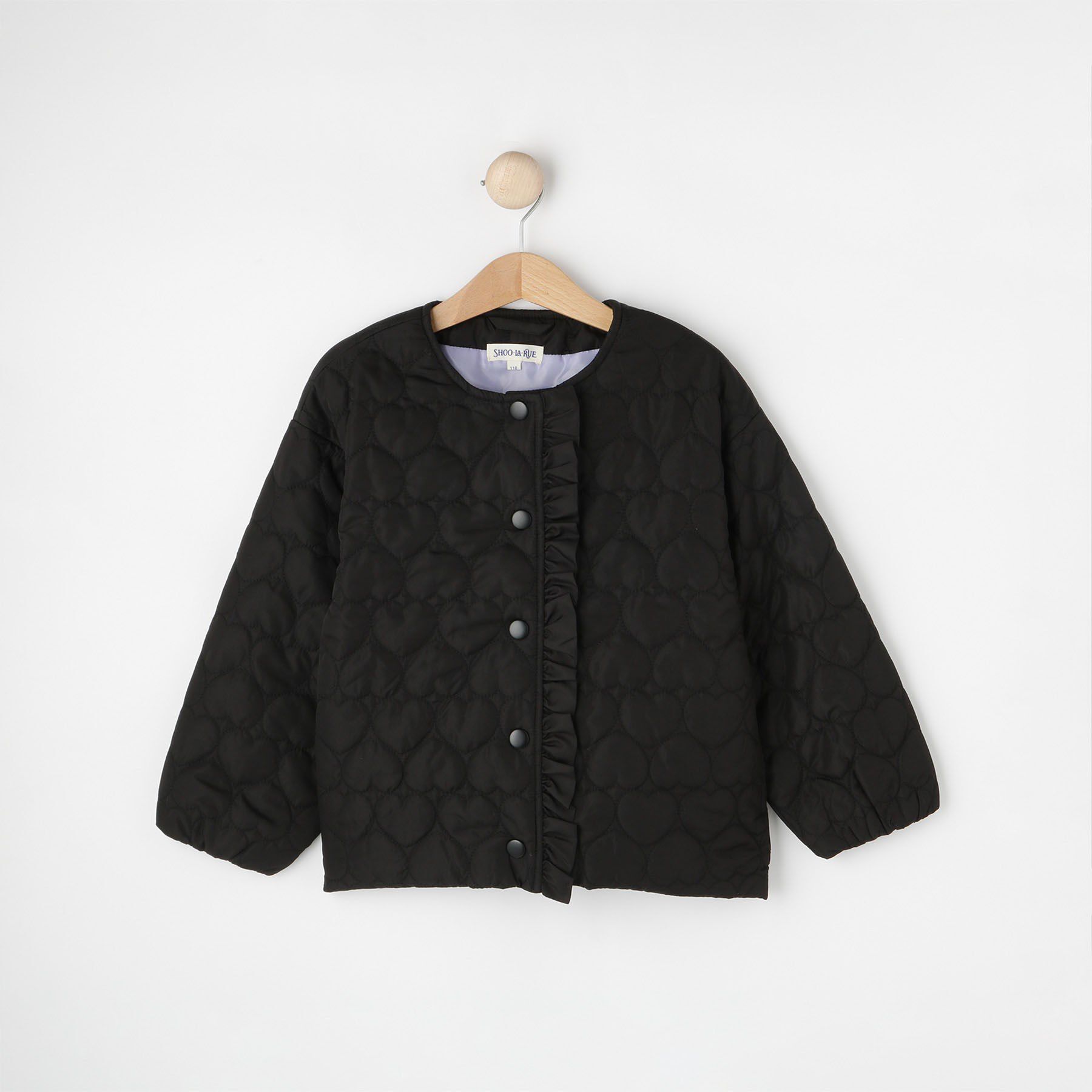 SHOO･LA･RUE「【100-150cm】ハートキルトノーカラーブルゾン」|ブルゾン・スタジャン|ブラック(019)