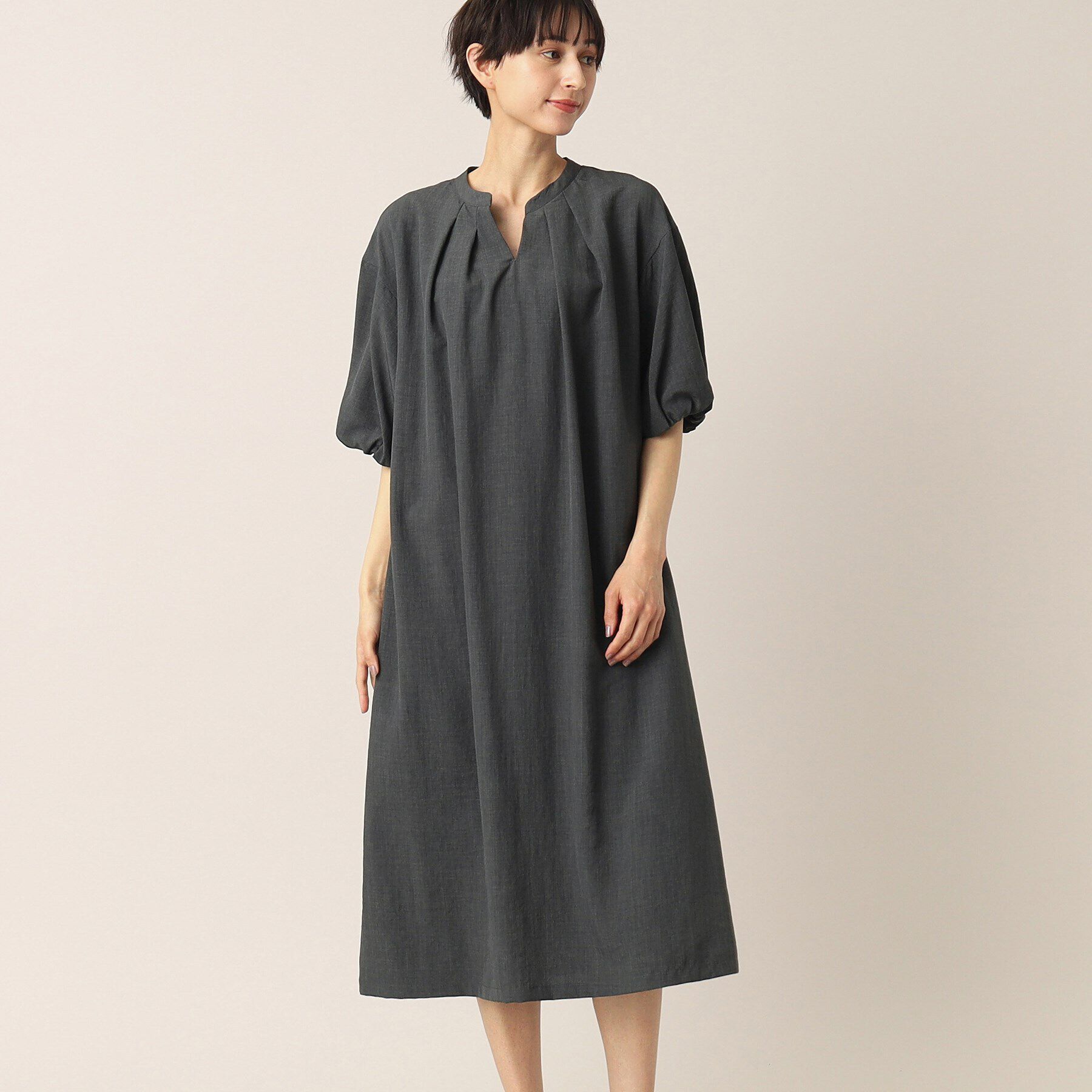 Dessin「【洗える】バルーンスリーブワンピース」|ワンピース|チャコールグレー(0