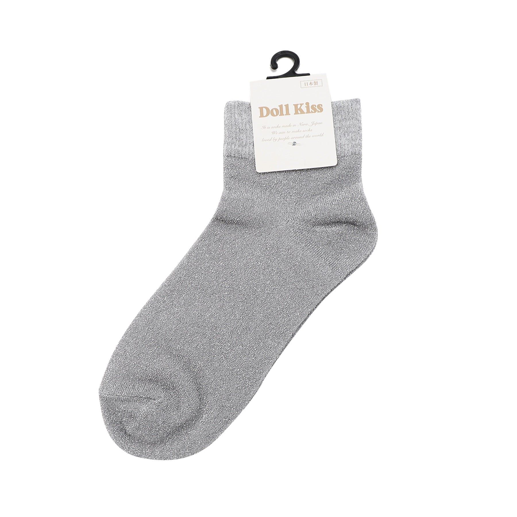 Doll Kiss「モノトーンラメ無地クルーソックス　靴下」|ソックス|ｸﾞﾚｰ(012)