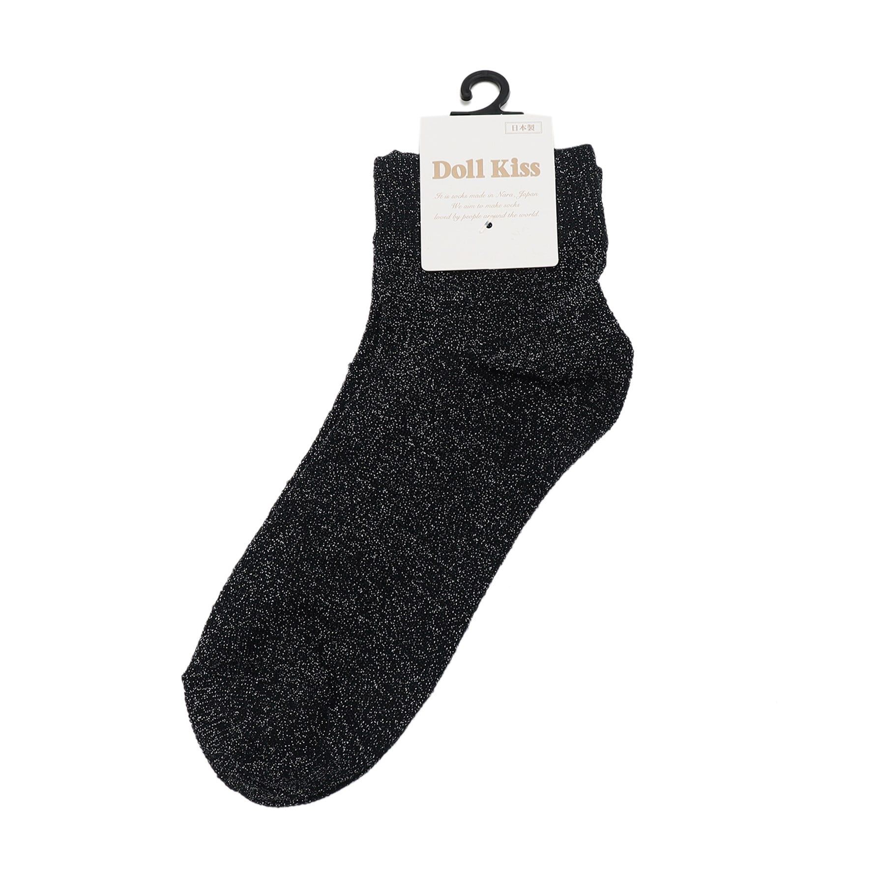 Doll Kiss「モノトーンラメ無地クルーソックス　靴下」|ソックス|ﾌﾞﾗｯｸ(019)