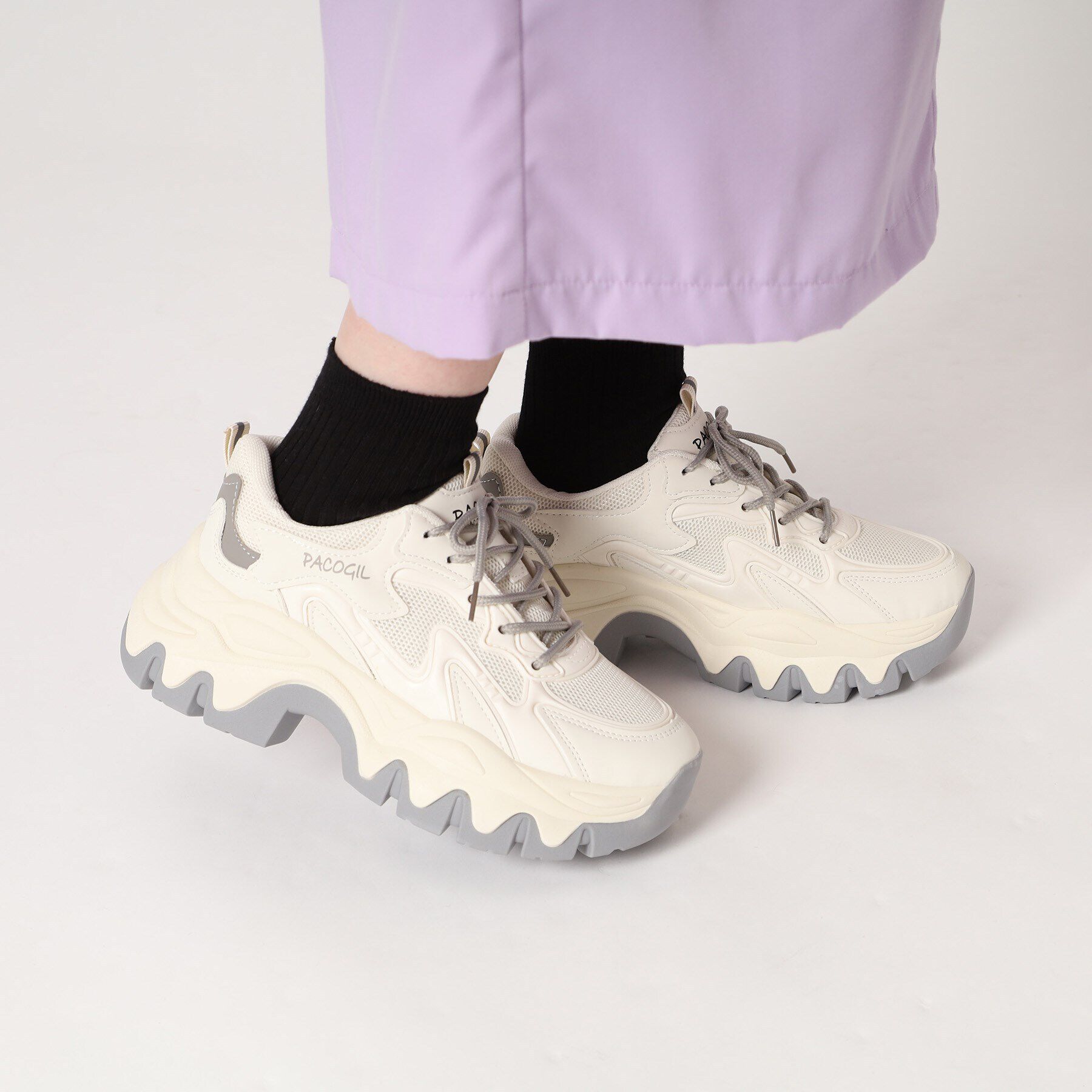 csT&P「厚底カラーソールレースアップ スニーカー」|スニーカー|