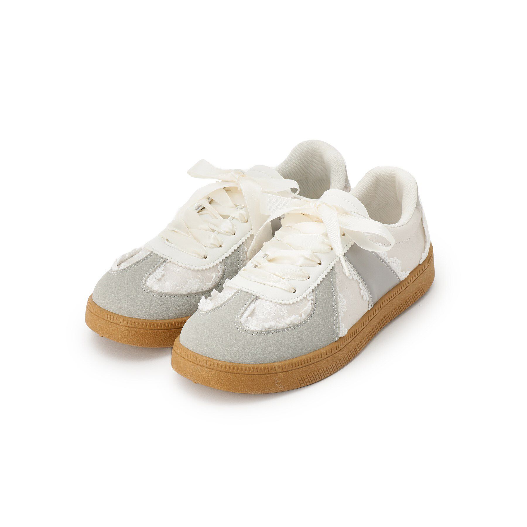 csT&P「サテンリボンレース柄ガーリースニーカー」|スニーカー|ホワイト(001)