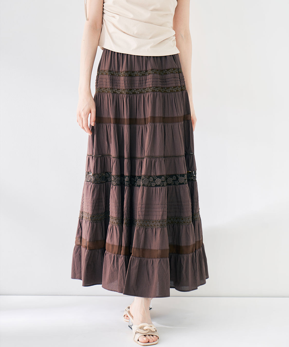 COCO DEAL「レース切替ティアードスカート」|スカート|