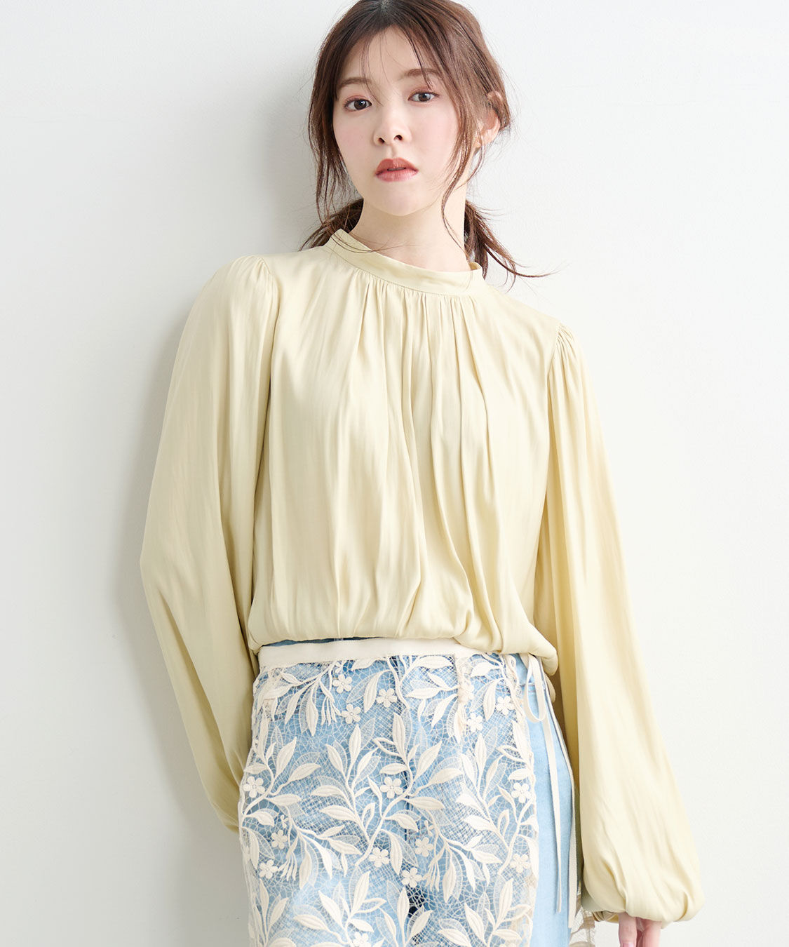 COCO DEAL「バルーンサテンブラウス」|シャツ・ブラウス|イエロー