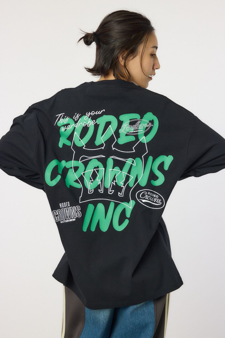 RODEO CROWNS「BACK SKETCH LOGO ロングTシャツ」|Tシャツ・カットソー|BLK