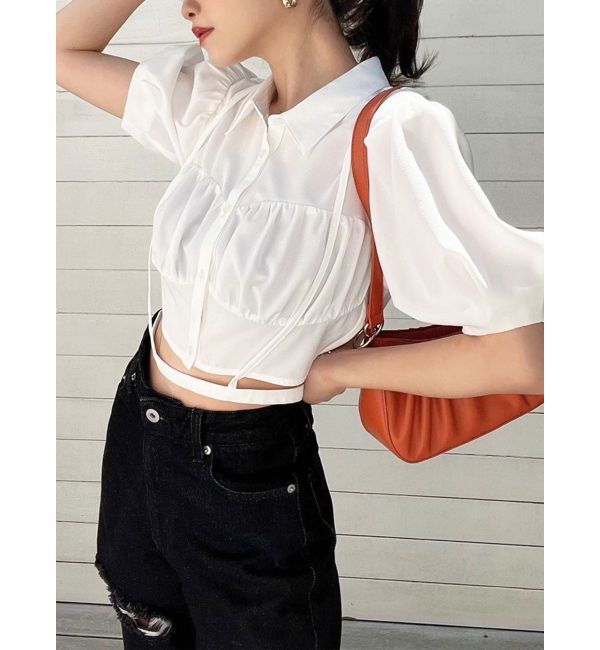 RESEXXY「ナローストラップコルセットシャツ」|シャツ・ブラウス|ホワイト