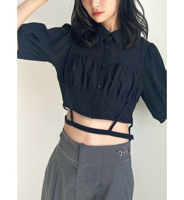 RESEXXY「ナローストラップコルセットシャツ」|シャツ・ブラウス|ブラック