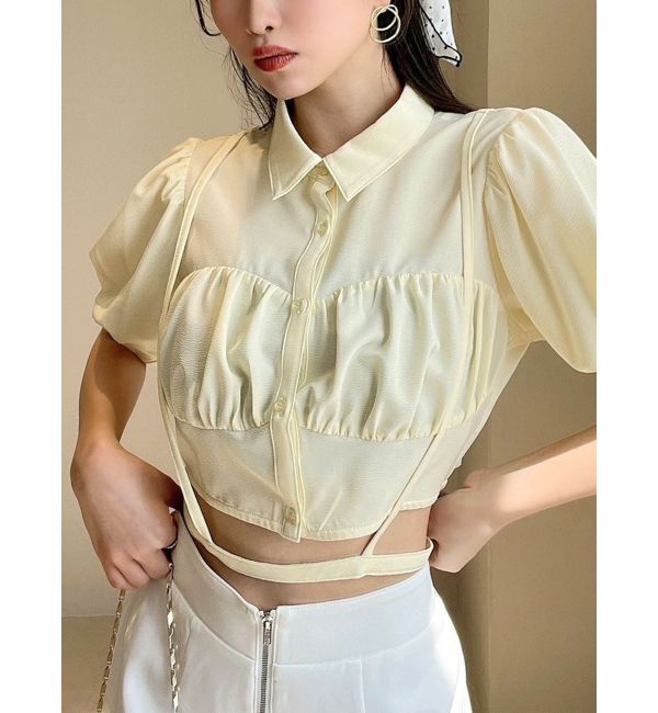 RESEXXY「ナローストラップコルセットシャツ」|シャツ・ブラウス|イエロー