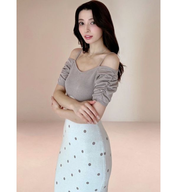 RESEXXY「オフショルドットマーメイドニットワンピース」|ワンピース|