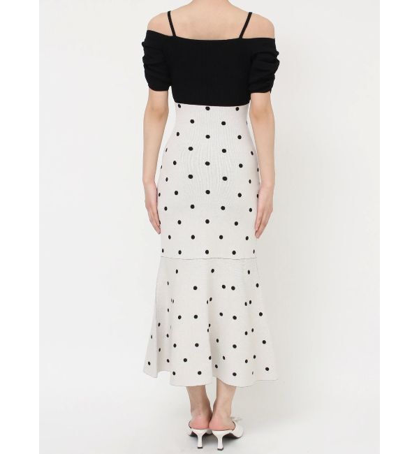 RESEXXY「オフショルドットマーメイドニットワンピース」|ワンピース|