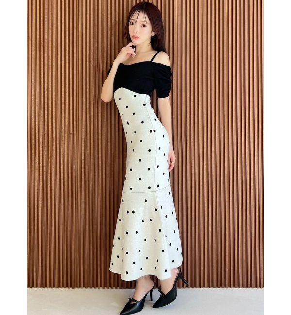 RESEXXY「オフショルドットマーメイドニットワンピース」|ワンピース|