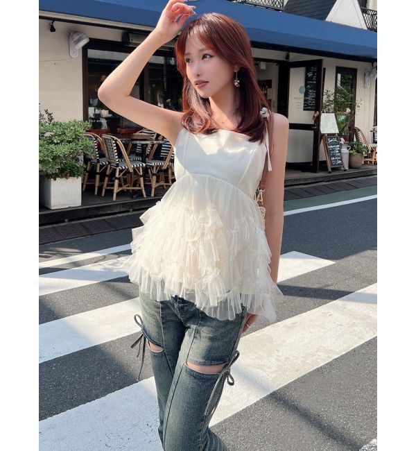 RESEXXY「チュールフリルペプラムキャミトップス」|キャミソール|