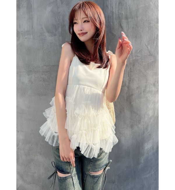 RESEXXY「チュールフリルペプラムキャミトップス」|キャミソール|