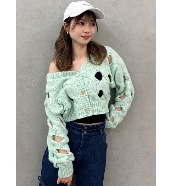 dazzlin「スリットケーブルニットカーディガン」|カーディガン|