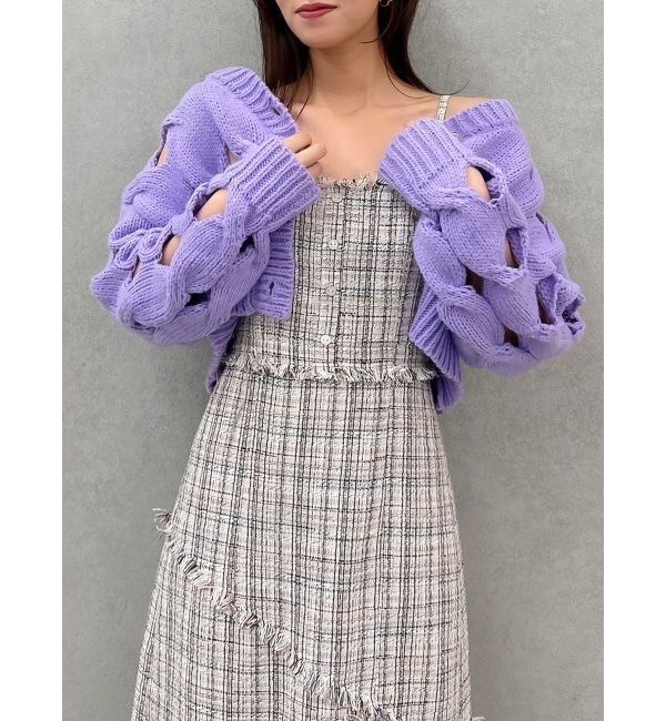 dazzlin「スリットケーブルニットカーディガン」|カーディガン|パープル