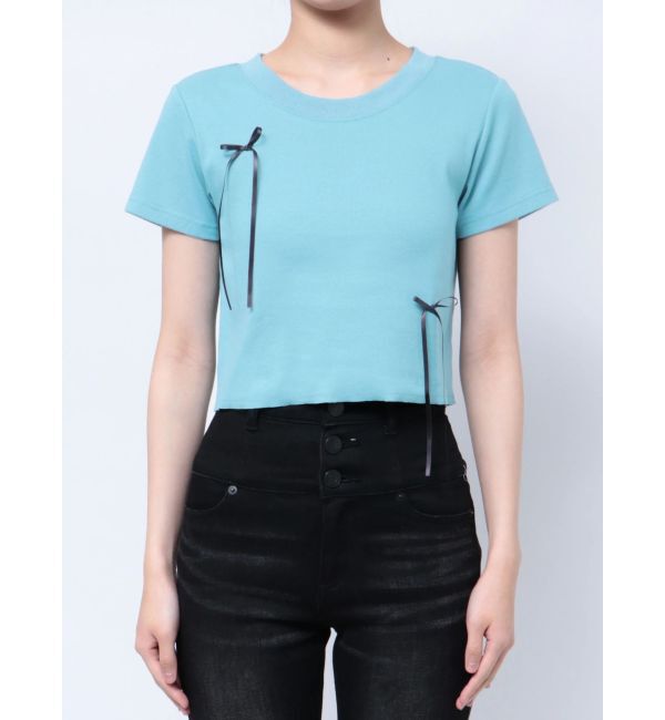 EMODA「ポイントリボンTシャツ」|Tシャツ・カットソー|ブルー