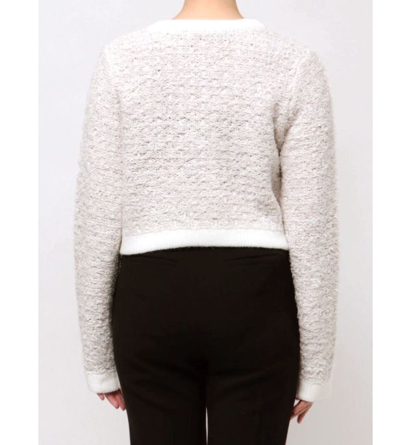 MERCURYDUO「ノーカラーツイードニットカーディガン」|カーディガン|