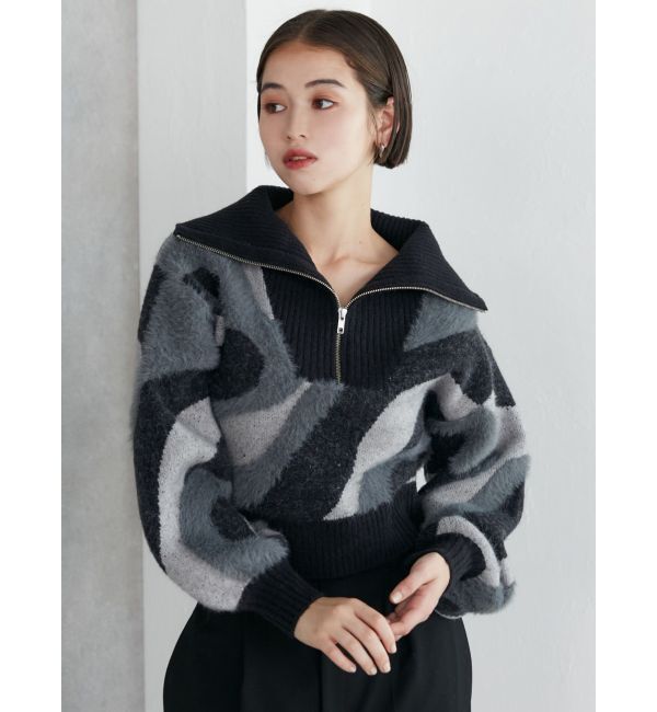 MURUA「ハーフジップフェザーニット」|ニット・セーター|