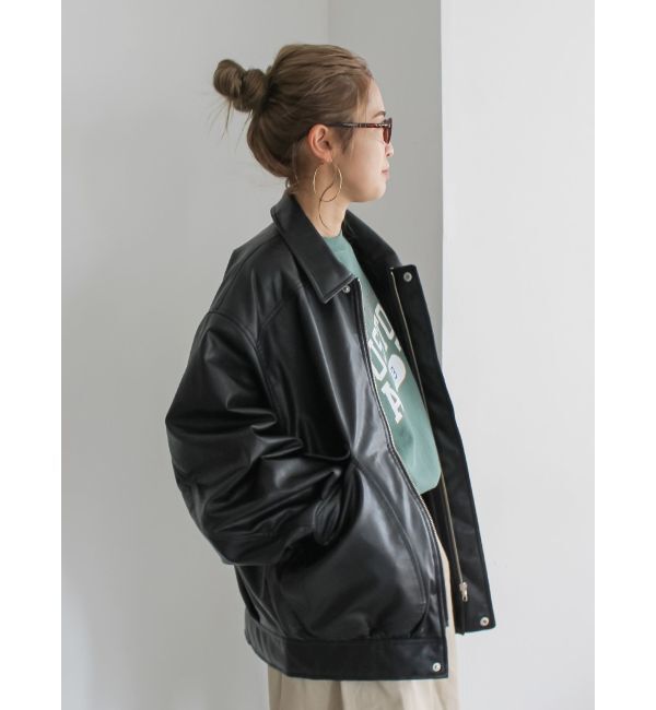 Ungrid「ポケットデザインフェイクレザーブルゾン」|ブルゾン・スタジャン|