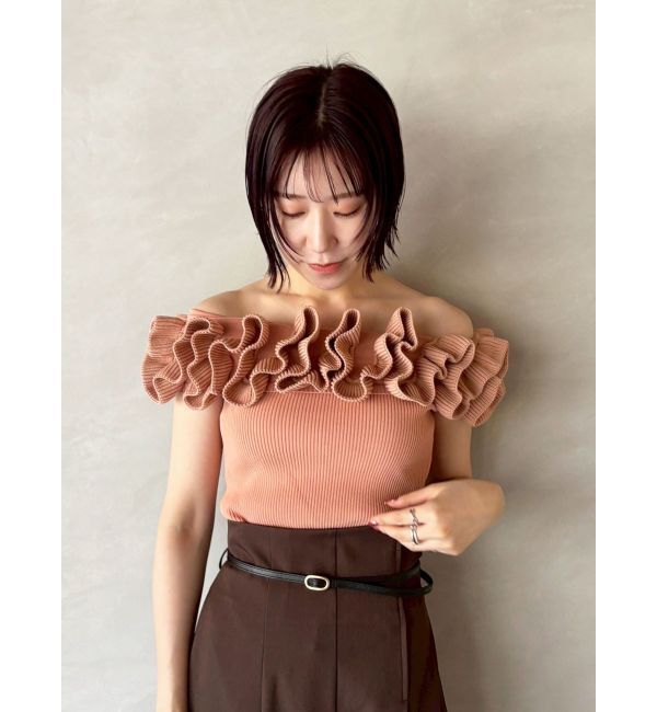 LAGUNAMOON「デコラフリルオフショルニットプルオーバー」|ニット・セーター|